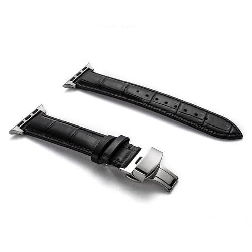 seraCase Luxury Italian Leather iWatch Strap for 38MM 40MM 41MM / Black 2 - Silver
