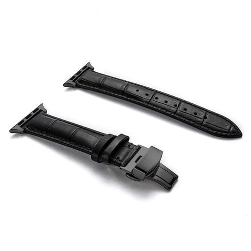 seraCase Luxury Italian Leather iWatch Strap for 38MM 40MM 41MM / Black 2 - Black