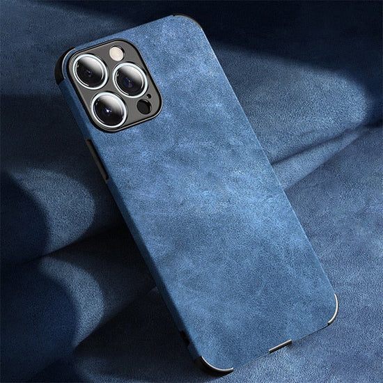 seraCase Luxury Lambskin Leather Shockproof iPhone Case for iPhone 13 Pro Max / Dark Blue