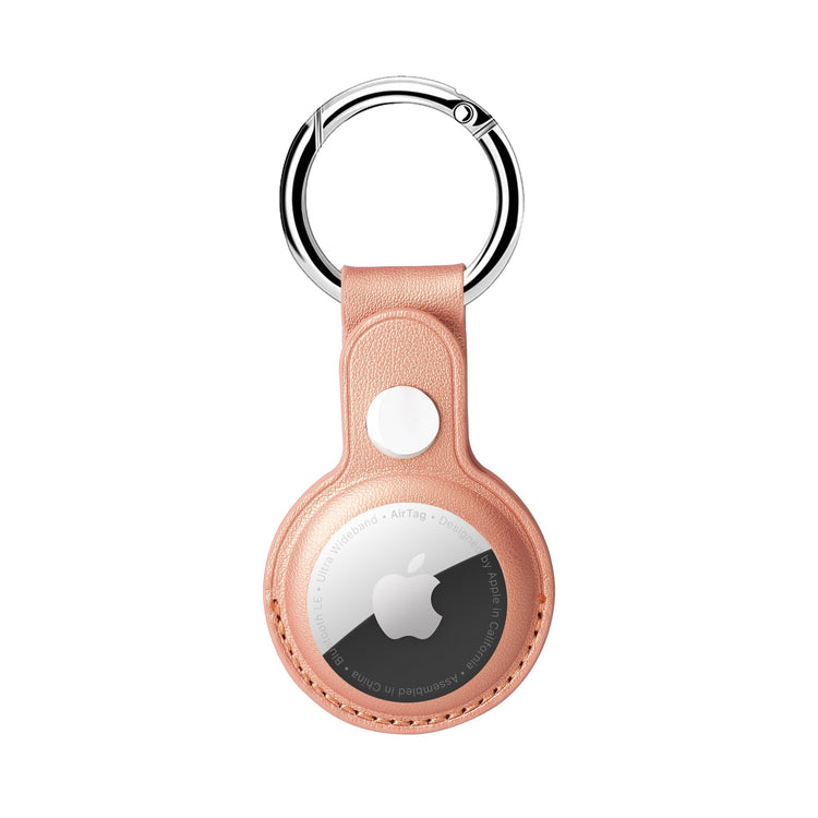 seraCase Handmade Leather Pendant Apple AirTag Holder for Rose Gold