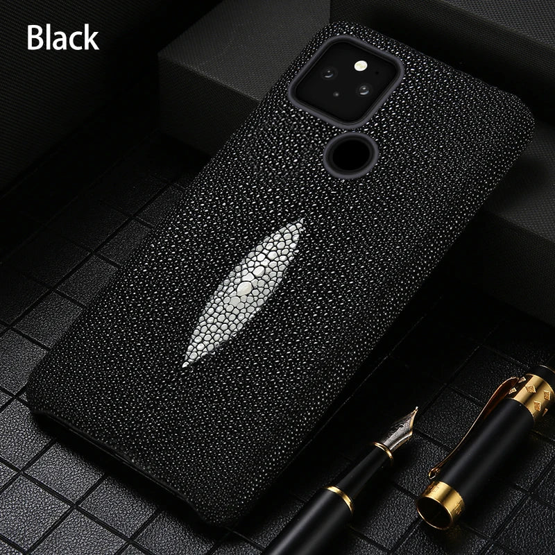 seraCase Genuine Pearl Gourami Leather Protective Case for Google Pixel for Pixel 6 / Black