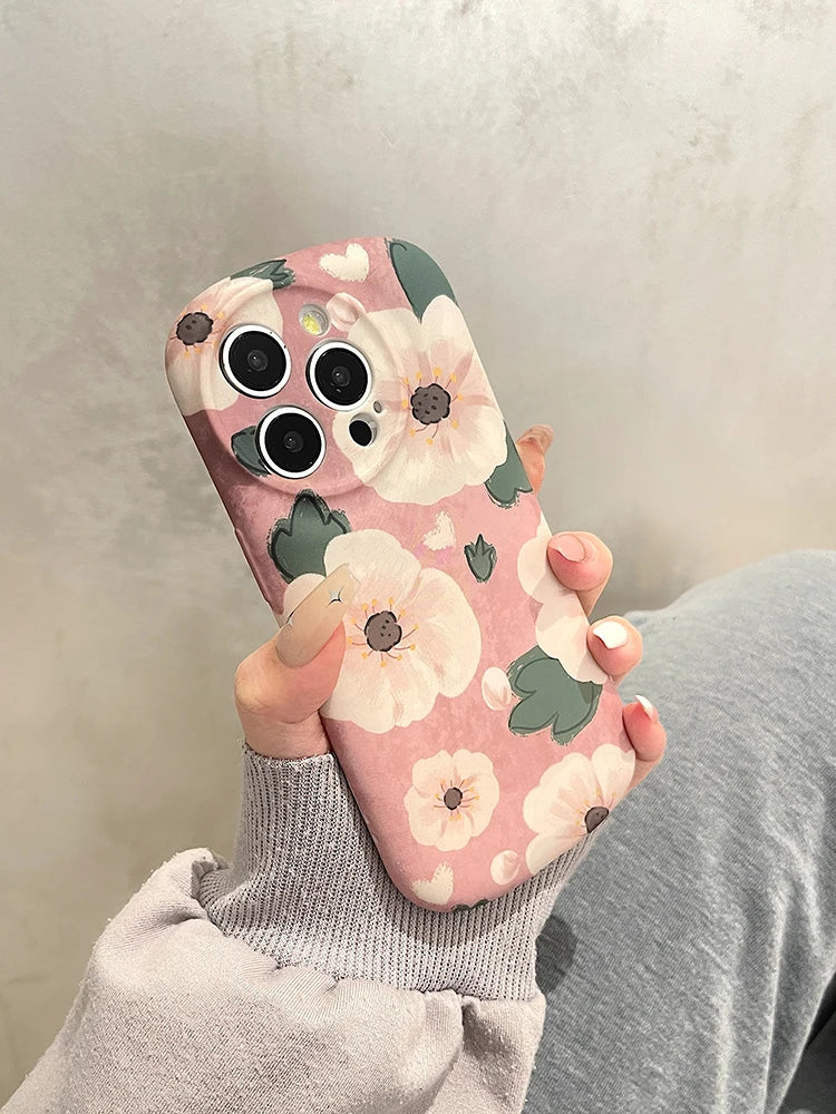 seraCase Beautiful Pink Flowers Soft Round iPhone Case for