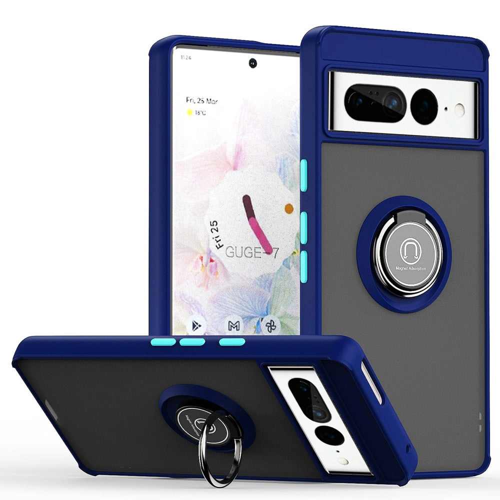 seraCase Sturdy Ring Stand Armor Pixel Case for Google Pixel 7 / Navy Blue