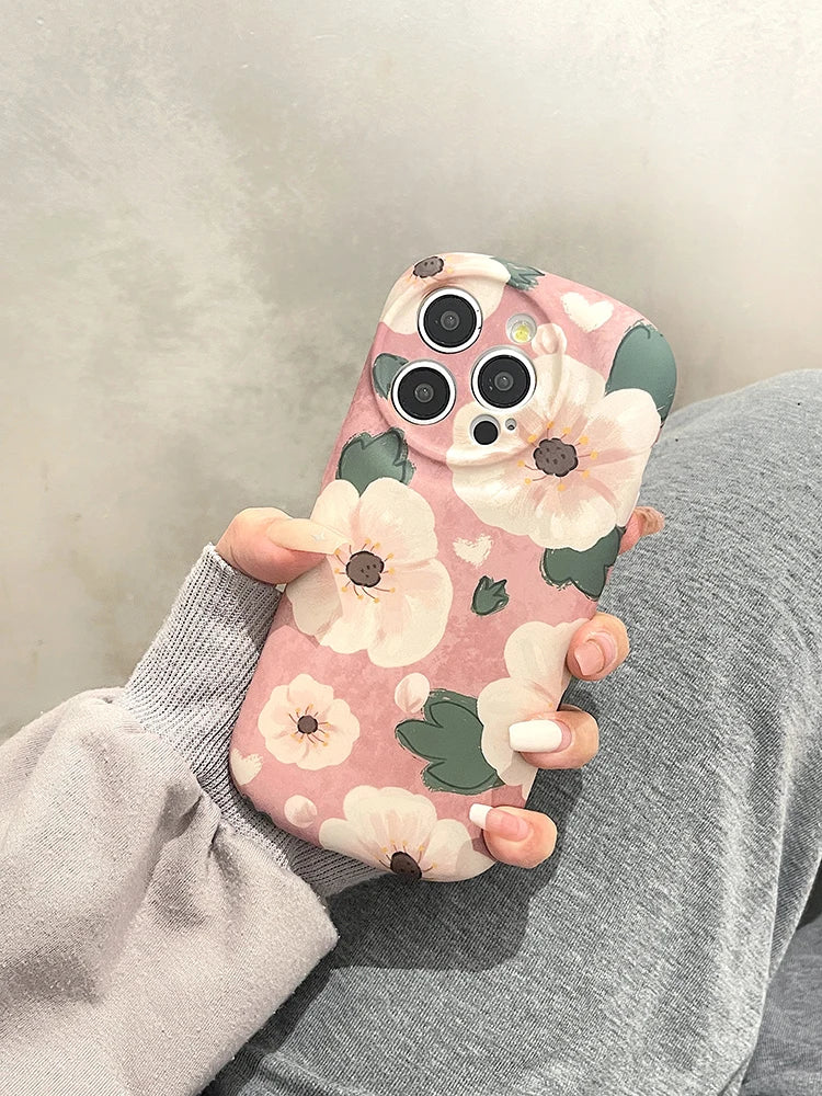 seraCase Beautiful Pink Flowers Soft Round iPhone Case for