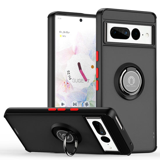 seraCase Sturdy Ring Stand Armor Pixel Case for Google Pixel 7 / Black Red