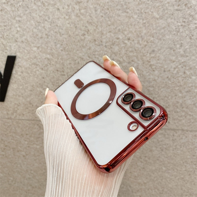 seraCase Transparent Plated MagSafe Samsung Case for Samsung S21 / Red