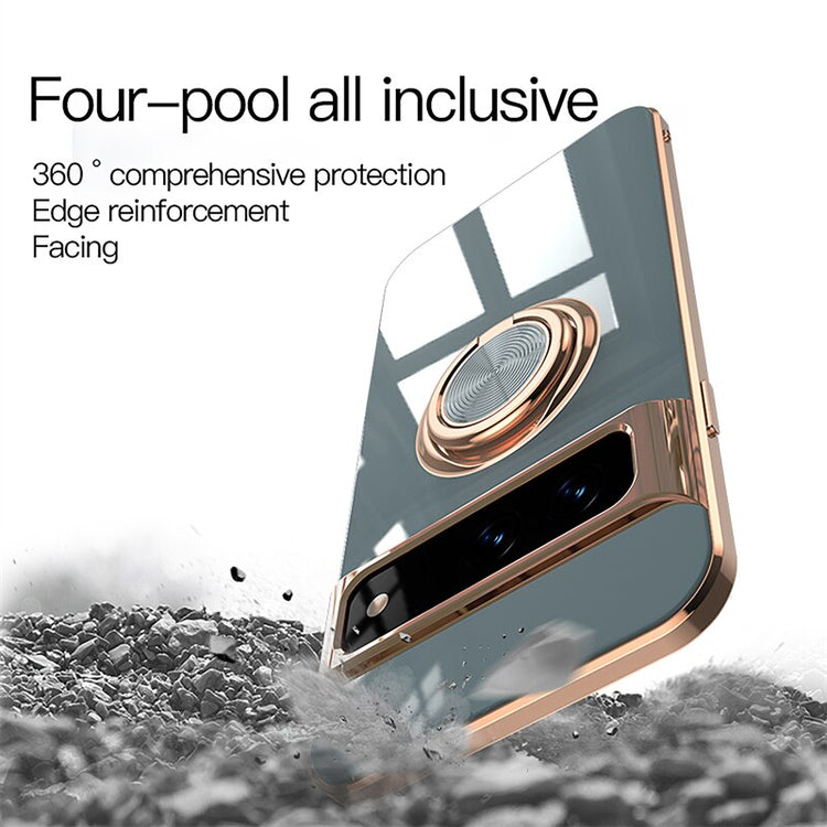 seraCase Luxury Metal Ring Silicon Pixel Case for