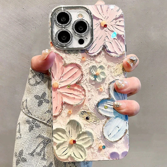 Luxury Glitter Flower Pattern iPhone Case