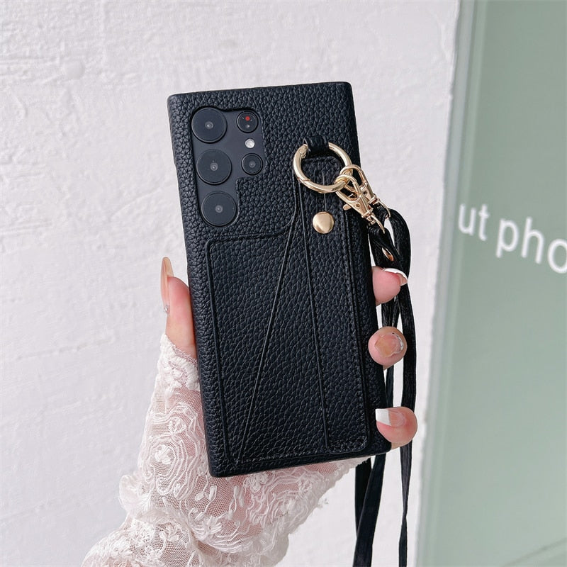seraCase Luxury Leather Sling Wallet Samsung Case for Samsung A13 5G / Black