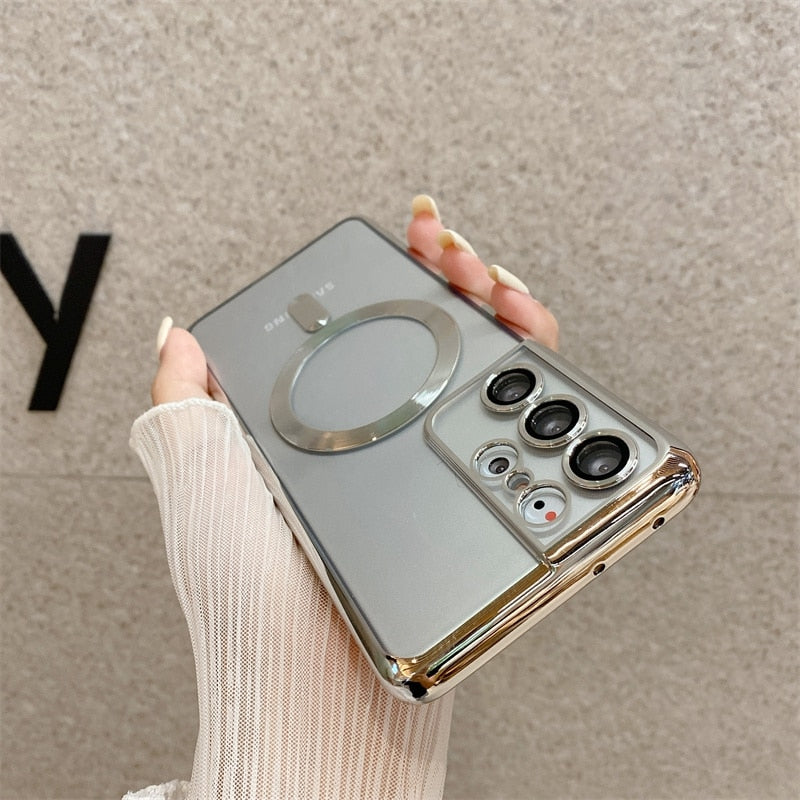 seraCase Transparent Plated MagSafe Samsung Case for Samsung S21 / Silver