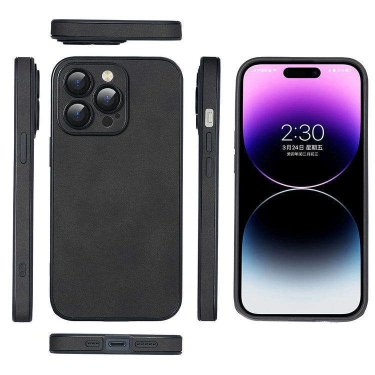 seraCase Luxurious Plain Leather iPhone Case for iPhone 14 Pro Max / Black