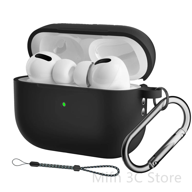 seraCase Airpods Case with Key Chain and Lanyard for AirPod Pro2 / Black with Hook