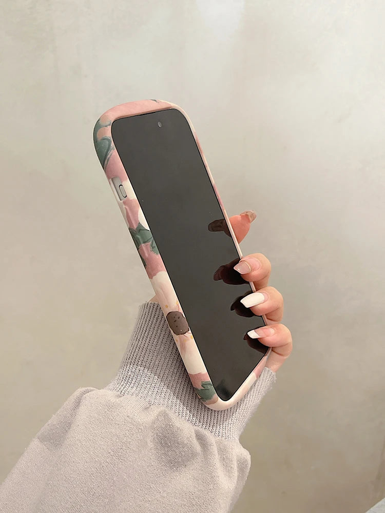seraCase Beautiful Pink Flowers Soft Round iPhone Case for
