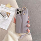 seraCase Luxury Leather Crossbody Wallet iPhone Case with Wrist Strap for iPhone 14 Pro Max / Lavender