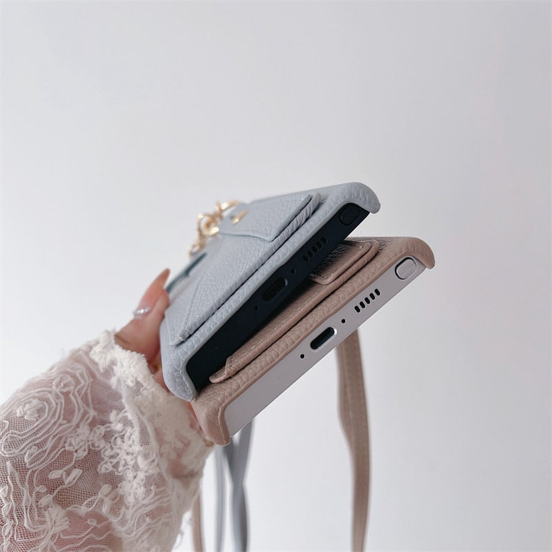 seraCase Luxury Leather Sling Wallet Samsung Case for