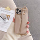 seraCase Luxury Leather Crossbody Wallet iPhone Case with Wrist Strap for iPhone 14 Pro Max / Khaki