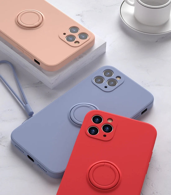 Smooth Silicone Ring Holder iPhone Case