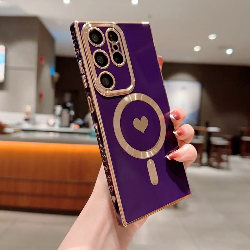 seraCase Luxury Magnetic Heart Samsung Case for Samsung S21 / Purple