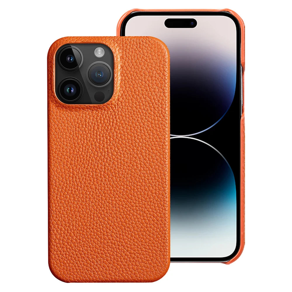 seraCase Genuine Leather Luxury iPhone Case for iPhone 13 Pro Max / Orange