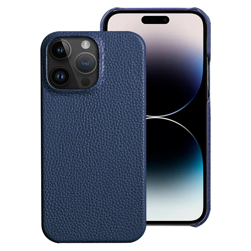 seraCase Genuine Leather Luxury iPhone Case for iPhone 15 Pro Max / Blue