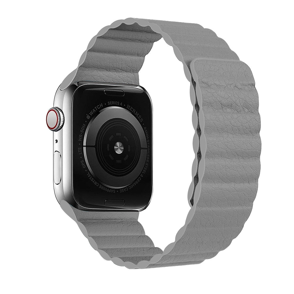 seraCase Magnetic Leather Bracelet Apple iWatch Band for 38MM 40MM 41MM / Gray