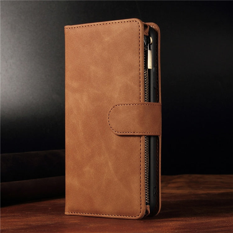 seraCase Premium Leather Card Wallet iPhone Case with Flip Zip for iPhone 14 / Brown