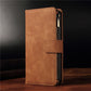 seraCase Premium Leather Card Wallet iPhone Case with Flip Zip for iPhone 14 / Brown