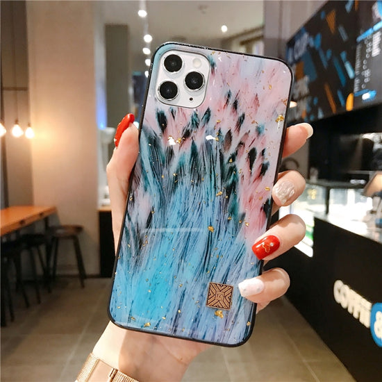 seraCase Luxury Glittered Gold Marble iPhone Case for iPhone 14 Pro Max / Style 14