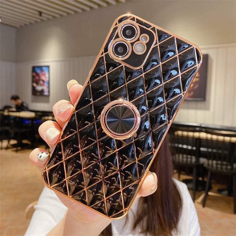seraCase Gold Plated Lattice Design iPhone Case with Metal Ring for iPhone 14 Pro Max / Black