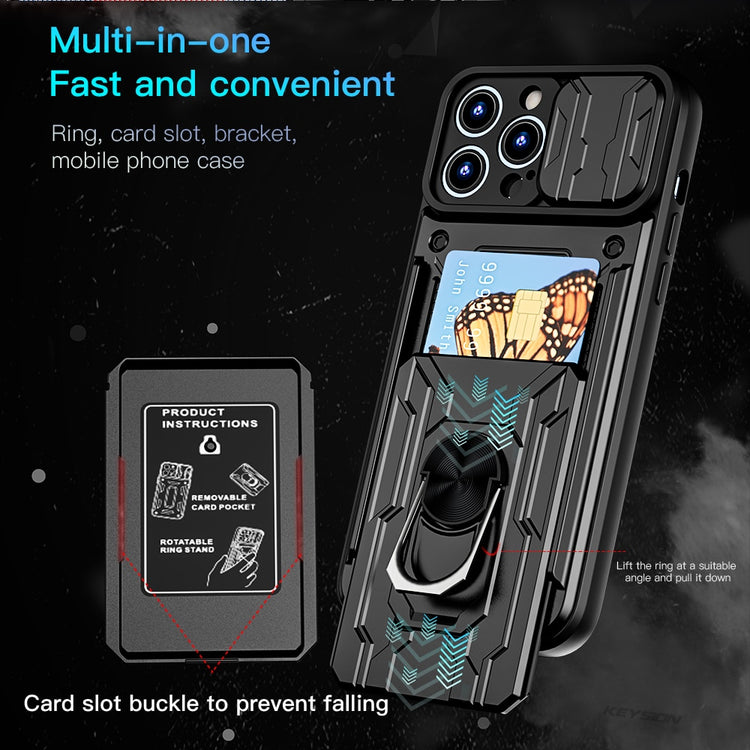 seraCase Shockproof Armor iPhone Case with Card Slot and Ring for