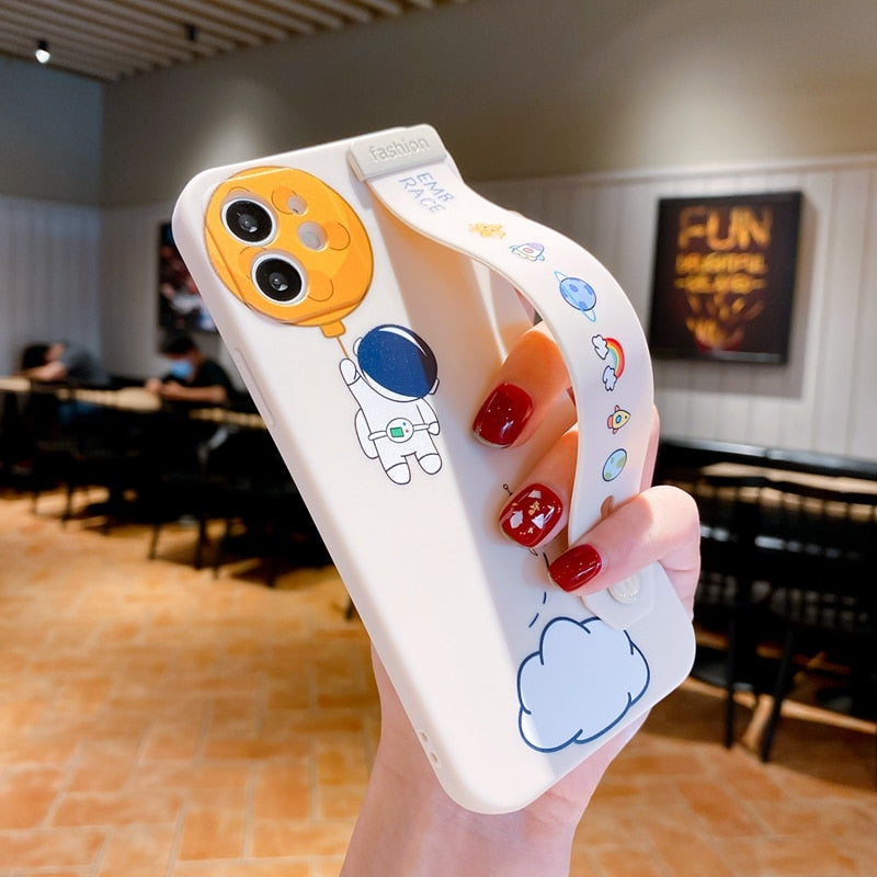 seraCase Cute Astronaut Cartoon iPhone Case with Band Stand for