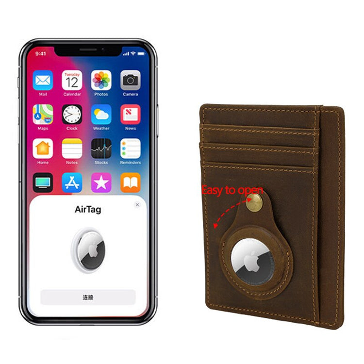 seraCase Trendy Retro Leather Apple AirTag Wallet for