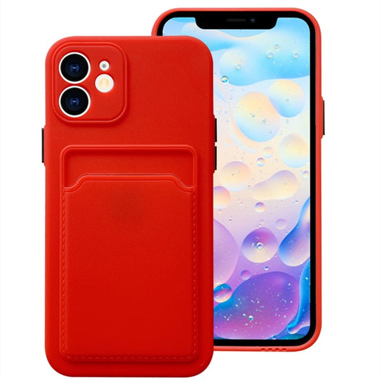 seraCase Shockproof Card Holder iPhone Case for iPhone 13 Mini / Red