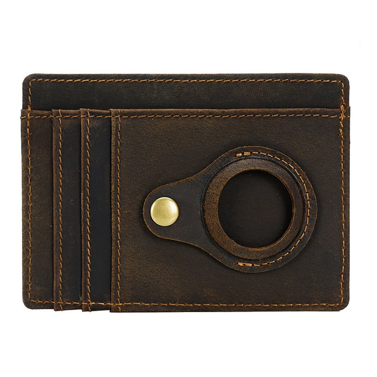 seraCase Trendy Retro Leather Apple AirTag Wallet for Dark Brown