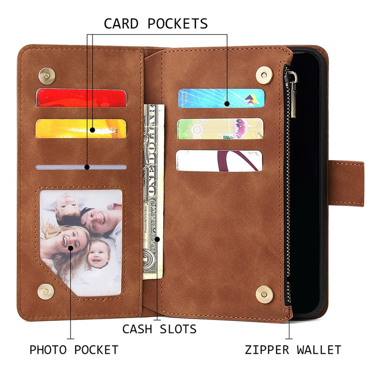 seraCase Premium Leather Card Wallet iPhone Case with Flip Zip for