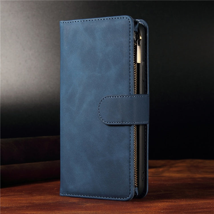 seraCase Premium Leather Card Wallet iPhone Case with Flip Zip for iPhone 14 / Blue