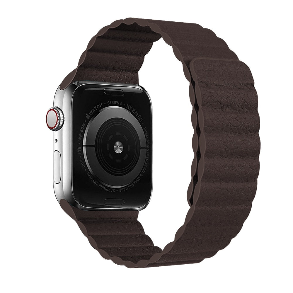 seraCase Magnetic Leather Bracelet Apple iWatch Band for 38MM 40MM 41MM / Coffee