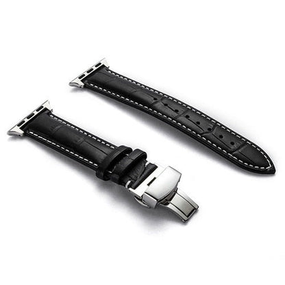 seraCase Luxury Italian Leather iWatch Strap for 38MM 40MM 41MM / Black 1 - Silver