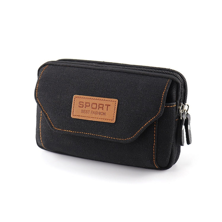 seraCase Canvas Waist Belt Universal Phone Case for 3 Black 6.0-6.5inch