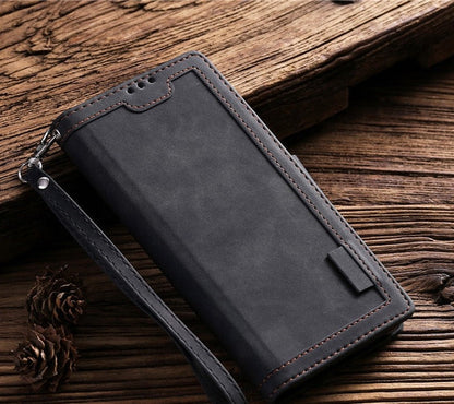 seraCase Luxury Leather Magnetic Flip Case for iPhone 14 Pro Max / Black