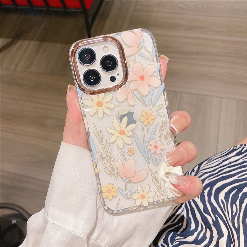 seraCase Colorful Printed Clear iPhone Case for iPhone 14 Pro Max / Design 7 (Pink lily)
