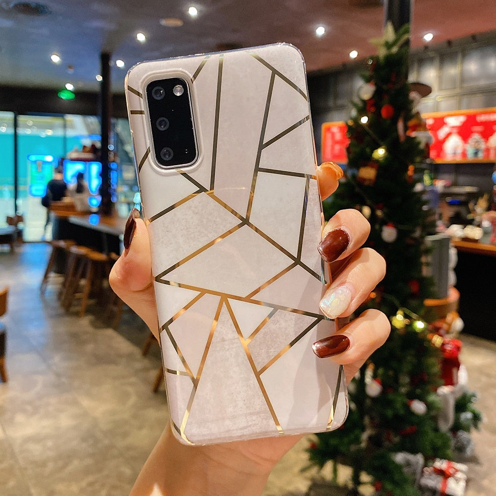 seraCase Electroplated Geometric Marble Samsung Case for Samsung S22 / Style 6