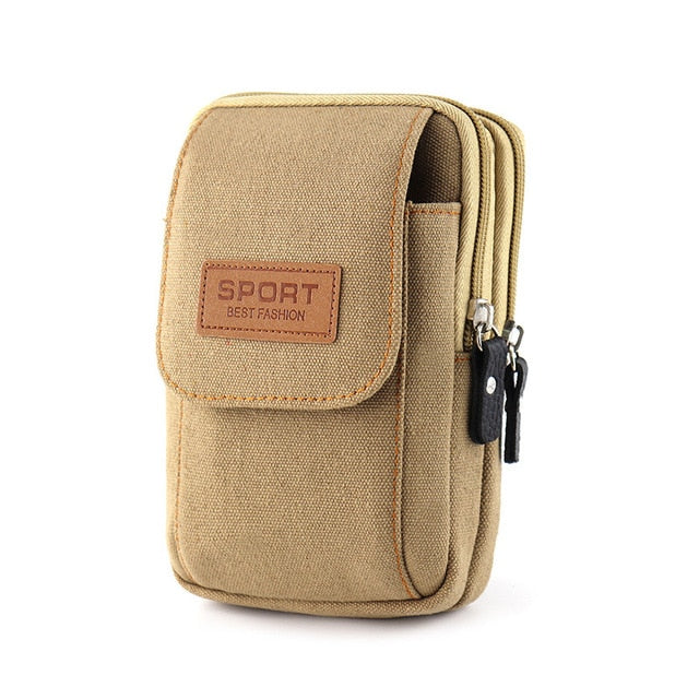 seraCase Waterproof Canvas Waist Mobile Case for L 3 Layer Khaki HB 1