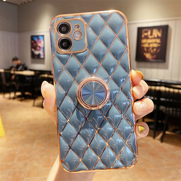 seraCase Gold Plated Lattice Design iPhone Case with Metal Ring for iPhone 14 Pro Max / Gray