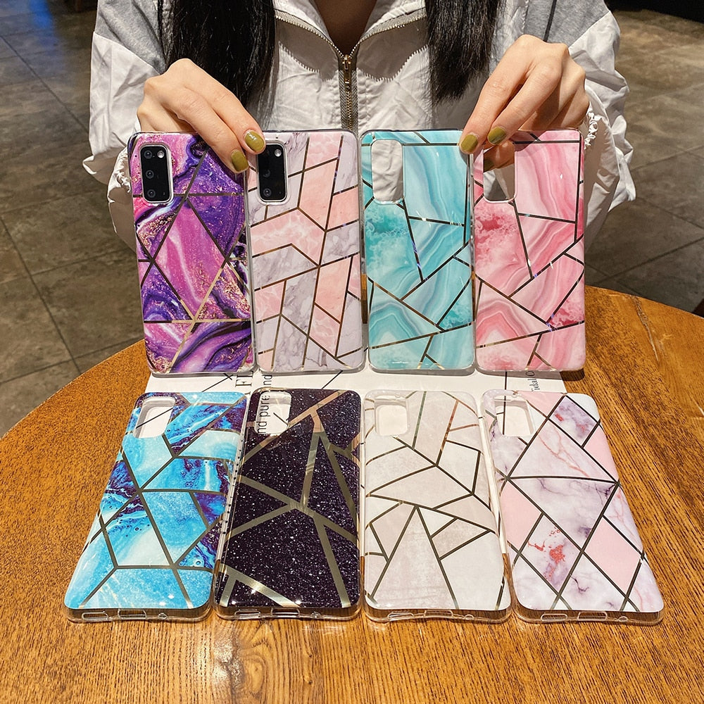 seraCase Electroplated Geometric Marble Samsung Case for