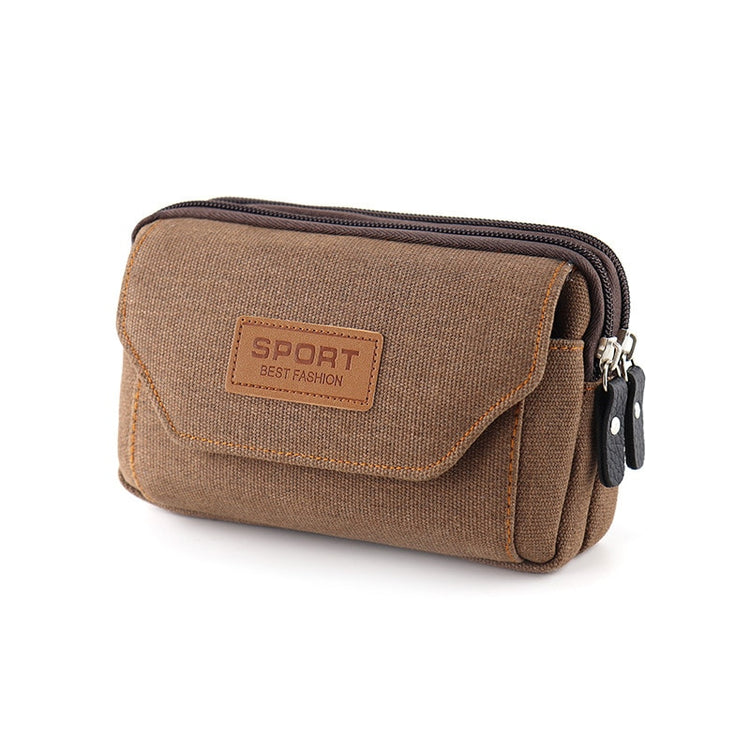 seraCase Canvas Waist Belt Universal Phone Case for 3 Brown 5.5-6.0inch