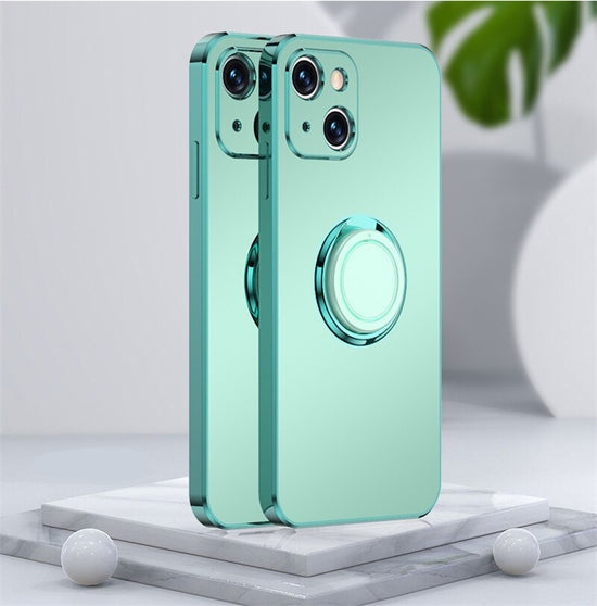 seraCase Metal Plated iPhone Case with Ring Holder Stand for iPhone 15 Pro Max / Green
