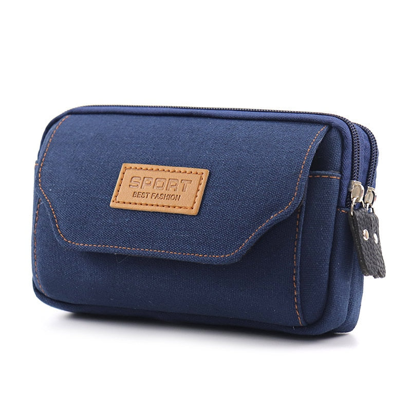 seraCase Canvas Waist Belt Universal Phone Case for 3 Blue 6.0-6.5inch