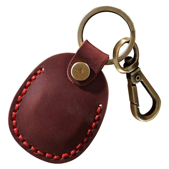 seraCase Handmade Leather Apple AirTag Keychain with Belt Hook for Wine Red