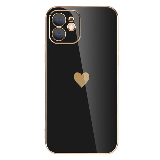 seraCase Luxury Electroplated iPhone Case with Golden Heart for iPhone XS Max / Black